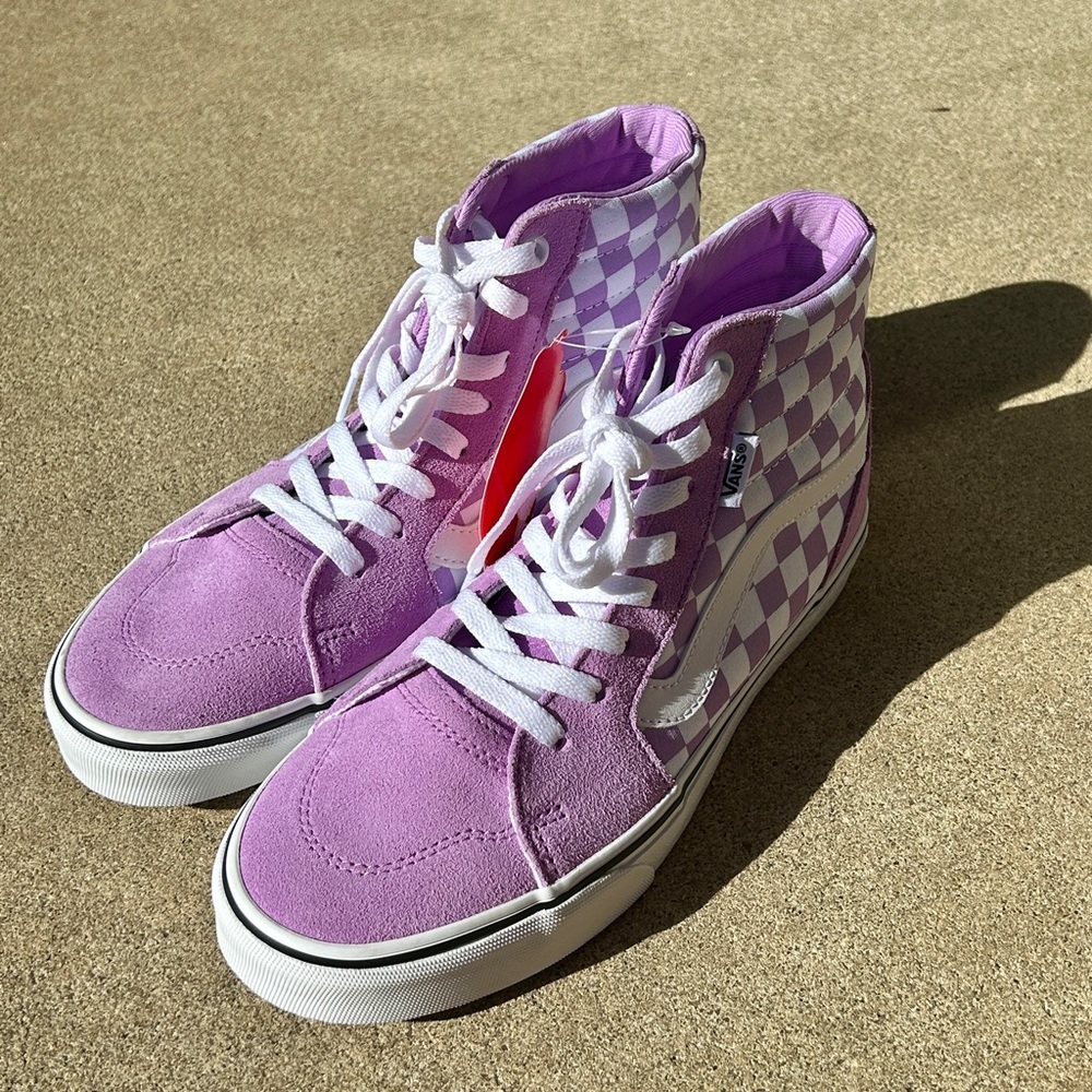 Purple Checkered High-Top Vans